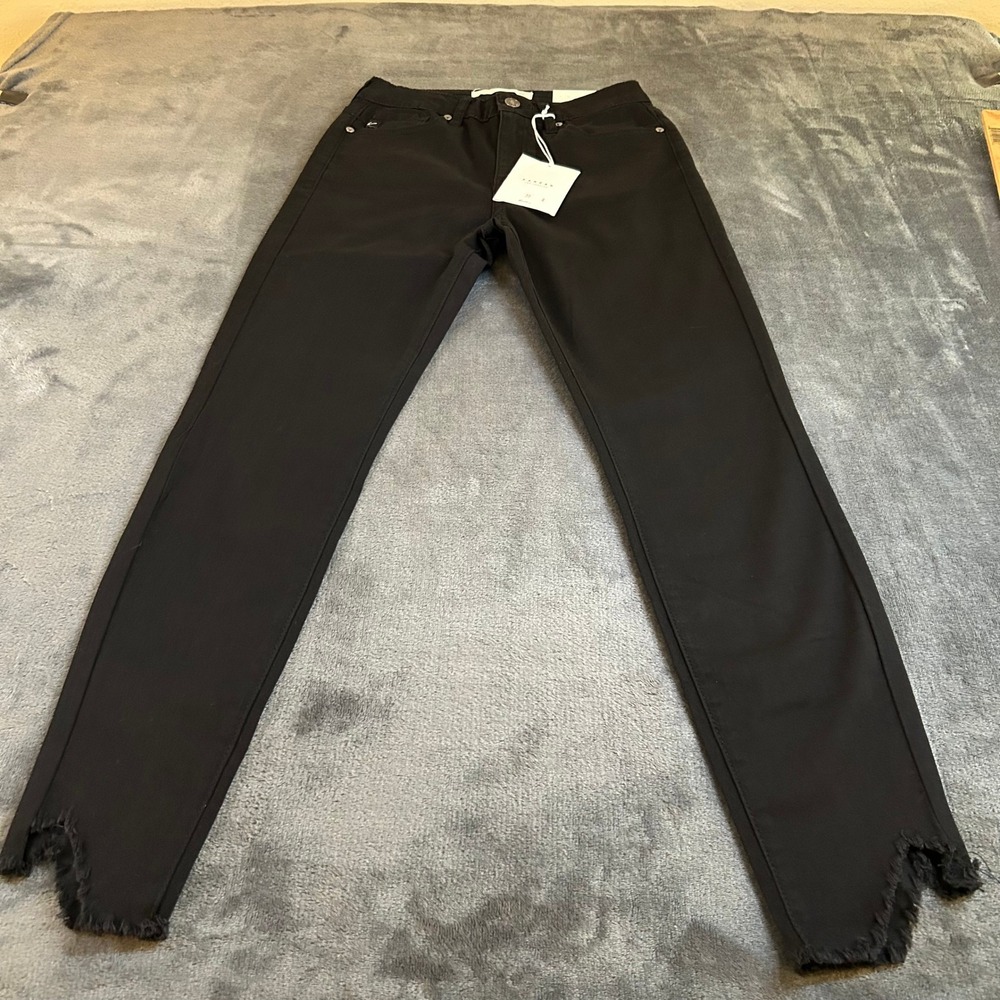 Kancan Dayana Skinny Jeans Frayed Hem High Rise Denim Pants Womens 3 26x27.5"